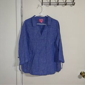 Isaac Mizrahi blue linen top size L